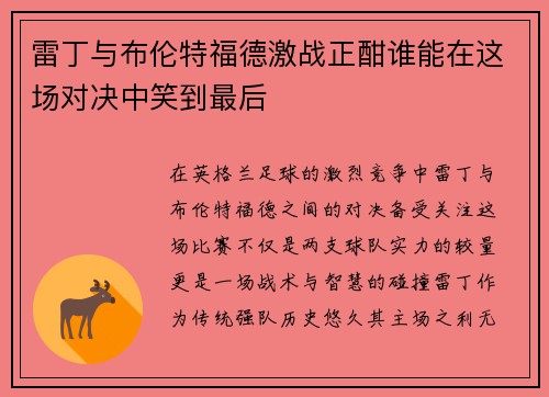 雷丁与布伦特福德激战正酣谁能在这场对决中笑到最后